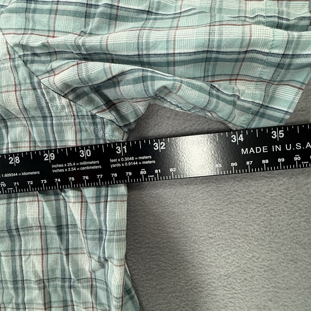 3XLB Button Down Shirt Mens Big 3X Blue/Green Plaid Short Sleeve - Picture 4 of 5